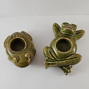 PartyLite Floating Green Frogs SET OF 2 Tea Light Votive Candle Holders P7599